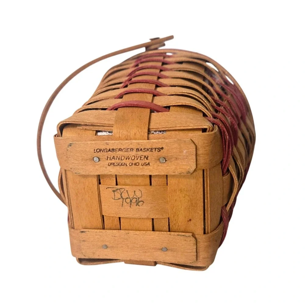 Longaberger‎ 1996 Sweetheart Bouquet Handwoven Tapered Basket Red Striped Lining